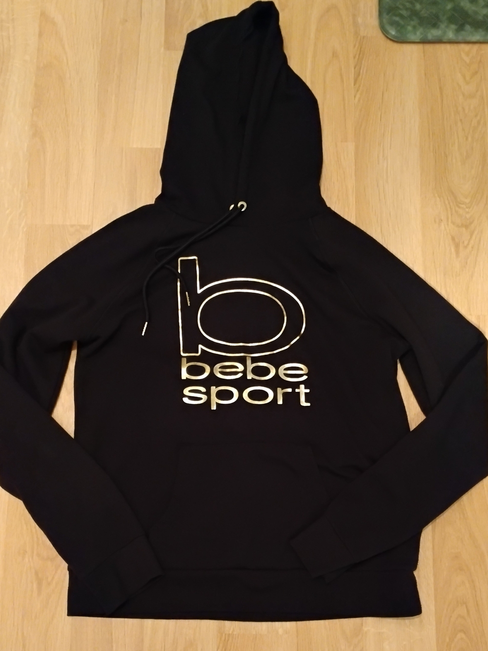 Bebe Black Hoodie with Gold Logo